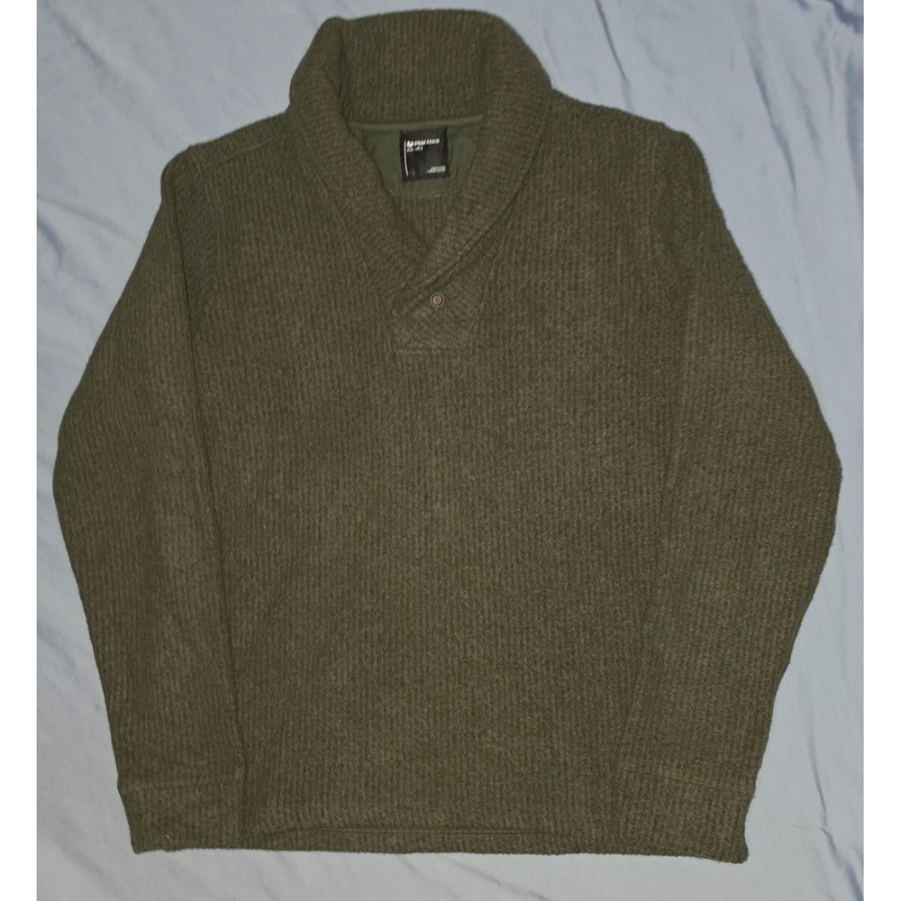 Marmot Colwood Sweater Mens Large Green Wool Blend Shawl Collar Pullover Knit
